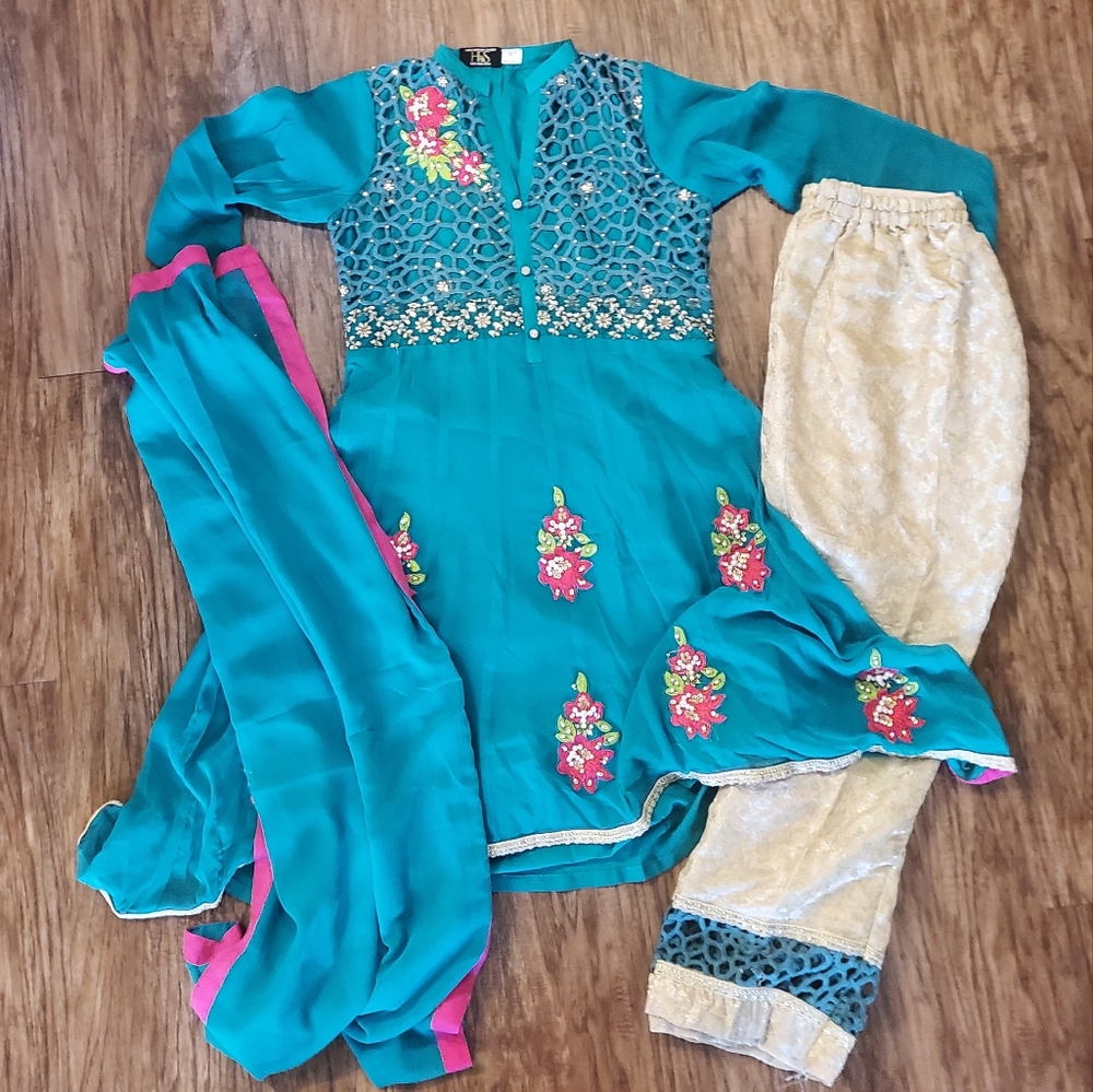 Teal anarkali